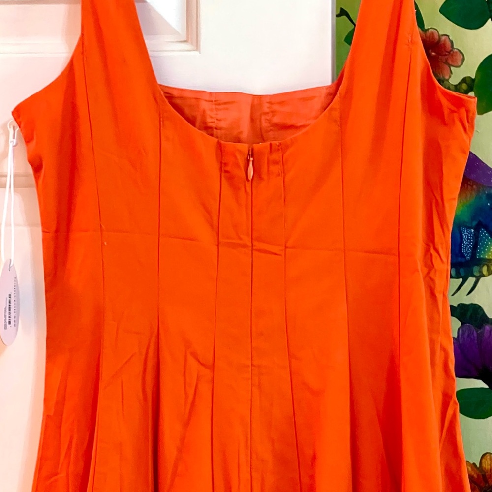 🌺🎉HP🎉🌺 NWT Staud Wells Midi Dress Tangerine - Picture 13 of 14